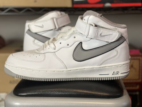 2003 Nike Air Force 1 Mid "White/Medium Grey" Double Swoosh sz 13 DS New vtg - Picture 3 of 13