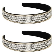 2 PCS Rhinestone Headbands for Women Glitter Crystal Headband Fashion Jeweled...