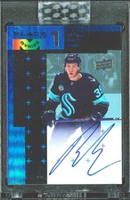 Ryker Evans 2023-24 UD Clear Cut On-Card Auto Black Diamond Myriad Kraken
