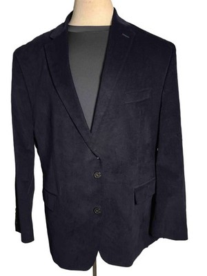 CHAPS men  Blue Corduroy 2 button sport coat suit jacket blazer  48 R Patch Ebow