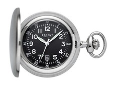 Regent P-752 Edelstahl Savonnette PILOTENBLATT Taschenuhr + Kette UVP 128,00 EUR