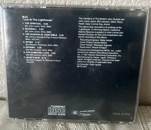 MJQ- Modern Jazz Quartet-Live Lighthouse-Sanyo Japan Mobile Fidelity MFSL CD - Imagen 2 de 3