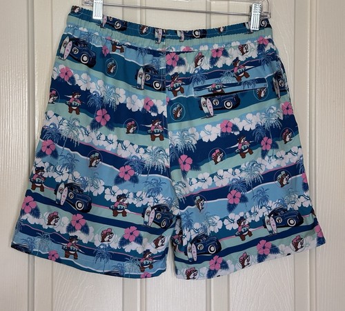Buc-ee's Youth Swim Trunks Surfing Floral Teal Green • Size Medium• Back Pocket - Picture 2 of 3