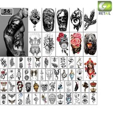 Elegant 56-Piece Waterproof Temporary Tattoo Set - Unique Realistic Designs