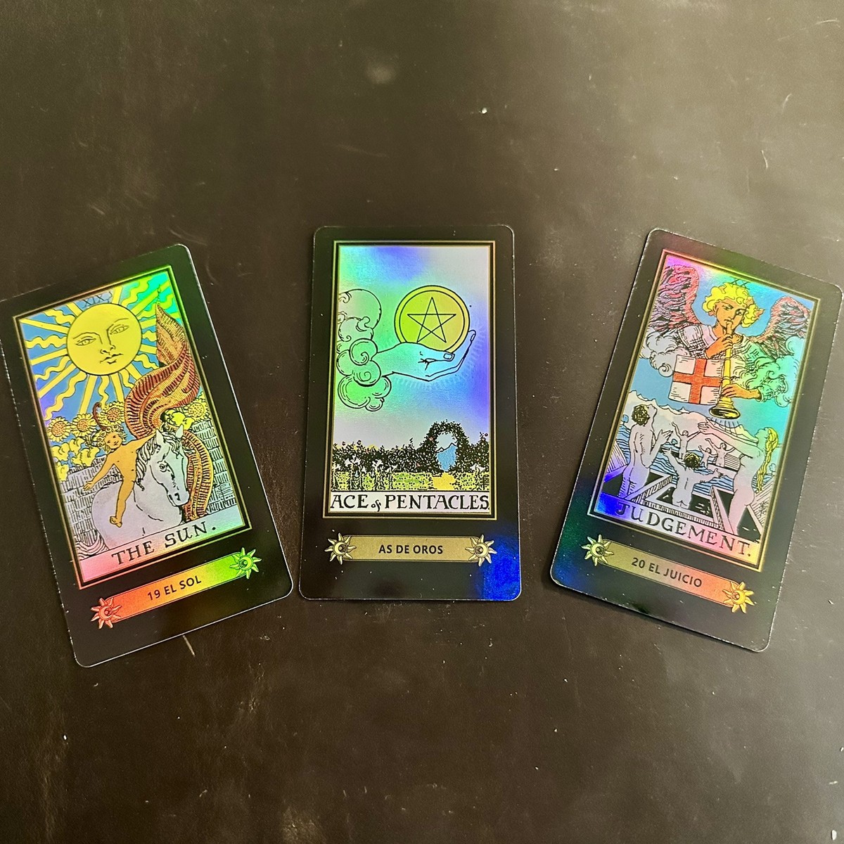Unique Black Holographic Art 78 Tarot Cards Desk English