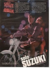 Vintage 1960s Suzuki Motorcycle Ad Solo Suzuki Couple Night Scene Original