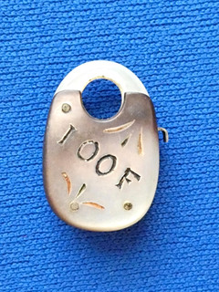 Vintage IOOF Odd Fellows MOP Padlock Pendant Charm Chain Fob