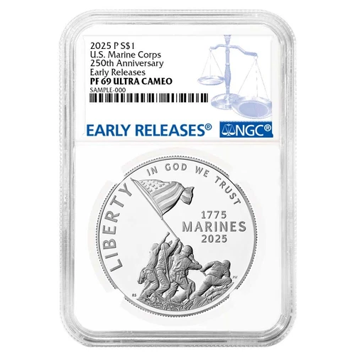 2025-P Proof $1 U.S. Marine Corps 250th Anniversary Silver Commemorative NGC ...