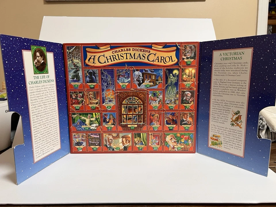 复古 Charles Dickens 圣诞颂歌降临日历和书籍套装 1995 — 第 2/4 张图片