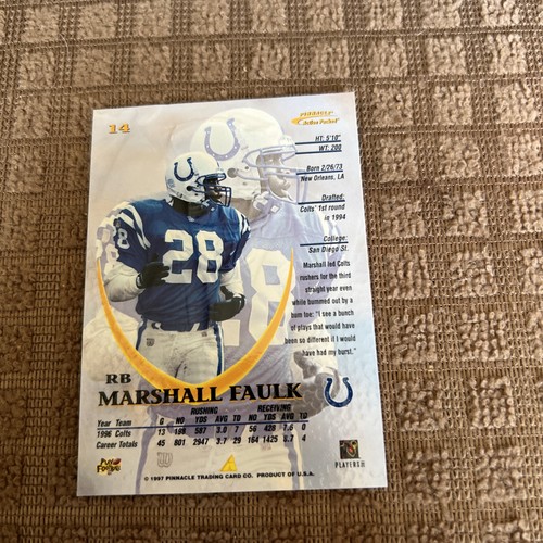 1997 Pinnacle Action Packed - First Impressions #14 Marshall Faulk A94 - Picture 2 of 2