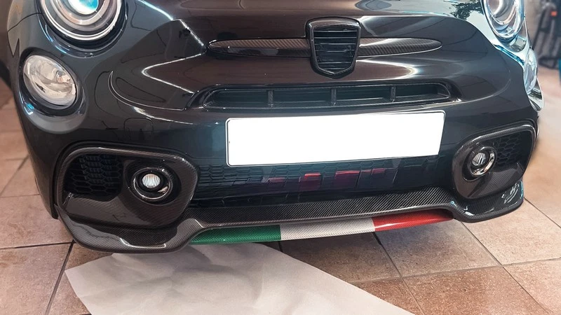 For Fiat 595 Abarth Series 4 Onward Carbon Fiber Front Bumper Lip Splitter kits Foto 2 de 4