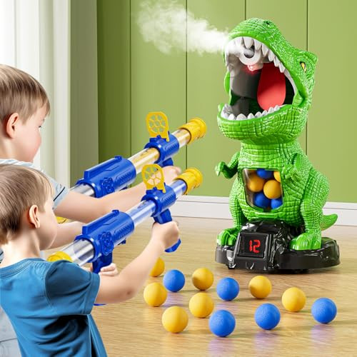 Dinosaur Shooting Toys for Kids 3-5 Years, Movable Target 2 Popper Guns - Picture 2 of 7