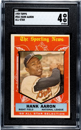 1959 Topps #561 Hank Aaron Milwaukee Braves HOF All-Star SGC 4 VG-EX