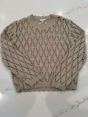 Current Air Los Angeles Diamond Pattern Open Knit Pointelle Sweater