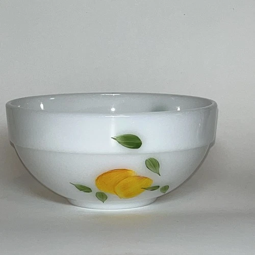 Vintage Gay Fad Fruits Fire King Oven Ware Mixing Bowl 6" Round Wide Rim