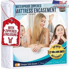 Waterproof Mattress Encasement Zippered Cover Bug Dust Mite Protection Sofa New