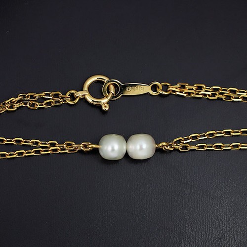 Mikimoto K18YG freshwater pearl bracelet, about 3.9-4.1 mm in diameter, station - Picture 2 of 4