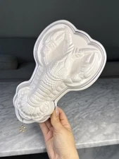 Vintage White & Blue Ceramic Lobster Mold or Wall Decor ABC Bassano, Italy - MCM