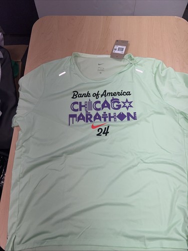 Mens Nike 2024 Chicago Marathon Short Sleeve Mint Green (FV6329 376) Size XXL - Picture 1 of 7