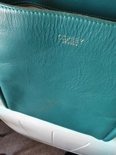 2 OSPREY TEAL LEATHER 'SARA' BAGS WITH DETACHABLE SHOULDER STRAP AND DUSTBAG. - Picture 10 of 19