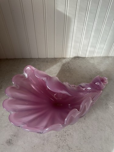 "Centro de mesa consola cuenco rosa opalescente vintage de cristal de Murano de los años 60 12,5""" - Imagen 23 de 24