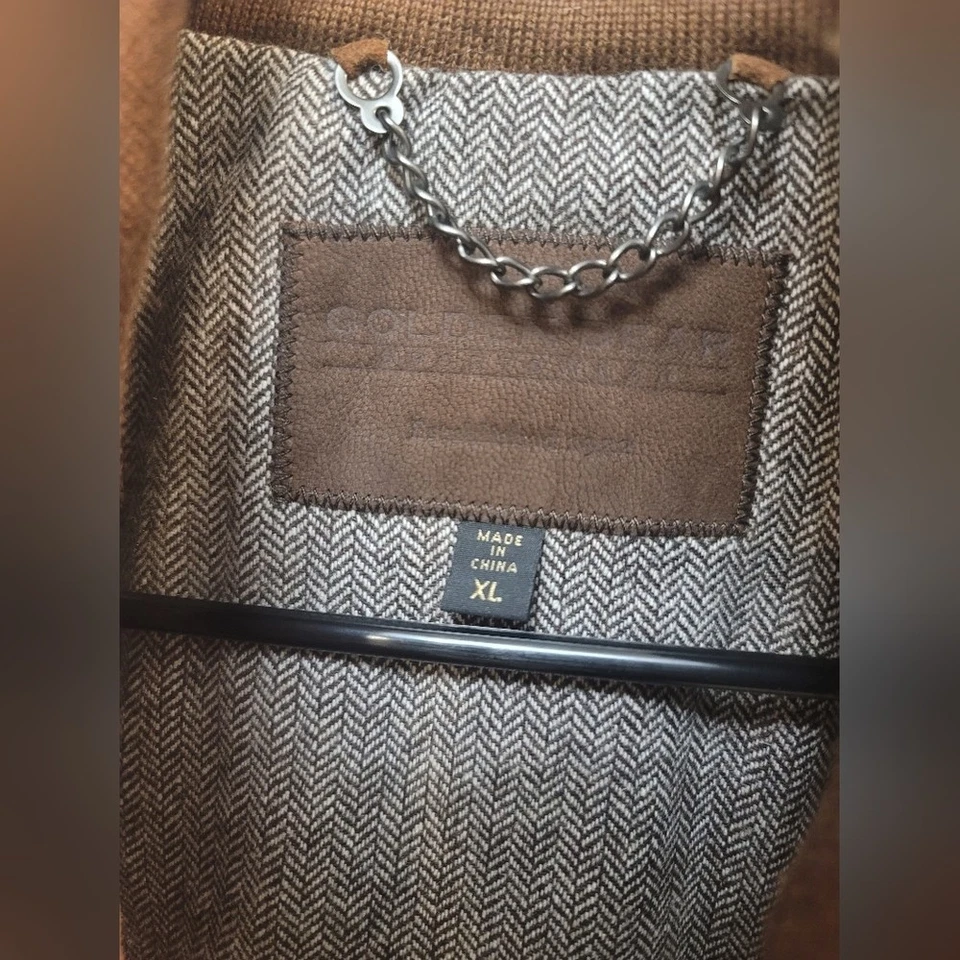 Chaleco Oso Dorado Diamante Acolchado Gamuza Brandy Tweed XL Foto 3 de 4