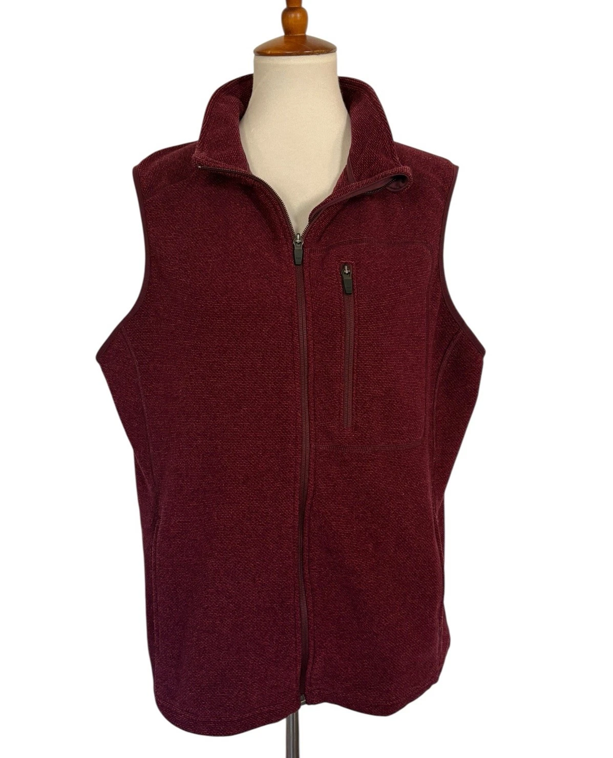 Duluth Trading Company Men's Park Point Fleece Full Zip Vest Burgundy Size XL