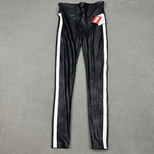 Spanx Kunstleder Streifen Legging in sehr schwarz & weiß gestreift Größe Small Neu mit Etikett - Bild 7 von 12