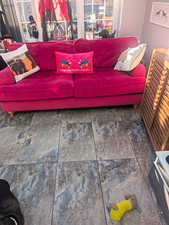 Pink Solid 3-Seater Sofa 100% Cotton Upholstery 190cm W x 90cm L x 80cm H