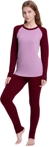 Mujeres 100% Lana Merino Conjunto de Capa Base Térmica Invierno Esquí Top UT Long Johns Set - Imagen 105 de 110
