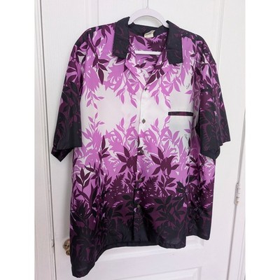 Royal Creations Hawaii Mens XXL Aloha Shirt Purple Black - Made in HI