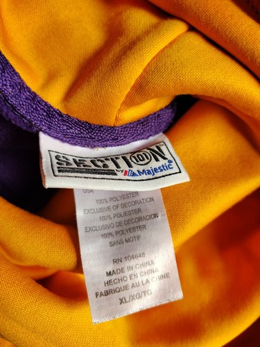 NCAA College LSU Tigers Purple/Gold Men's Colosseum Pullover Hoodie Size XLarge - Picture 6 of 6