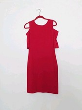 Michael Michael Kors Red Cold Shoulder Stretch Pencil Dress Women's Size M