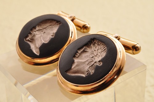 "Wedgwood" Jewellery cufflinks and tie clip black and silver, "julius caesar". - Picture 10 of 23