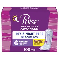 POISE Ultimate Absorbency Pads - Size: Long 108 Count New - Free Shipping 