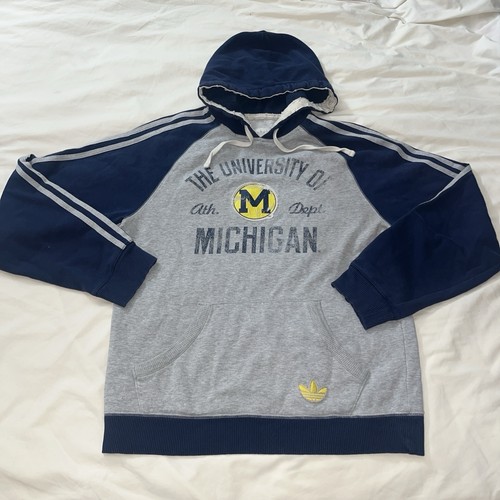 Adidas Men’s Small Michigan Wolverines Gray Hoodie Sweatshirt Stripe NCAA Champ - Picture 13 of 24