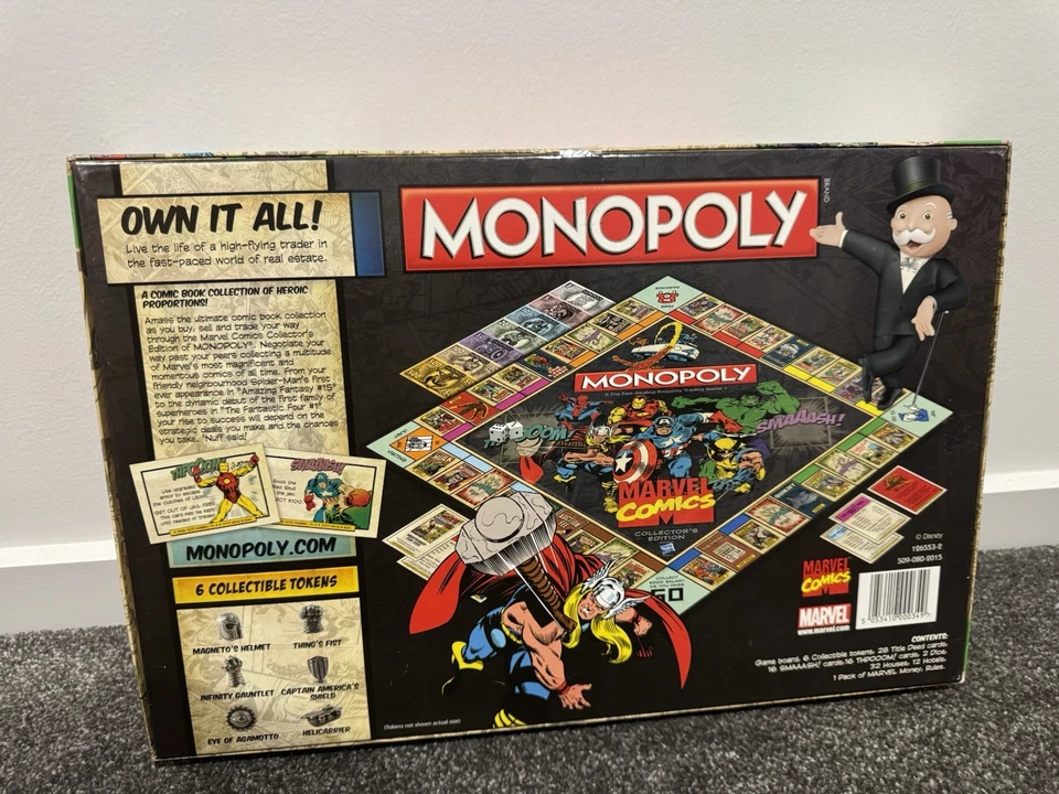 Monopoly Marvel Comics Collector's Edition Hasbro 2014 Complete Rare As New - Image 2 of 4