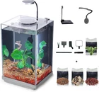 Nano Desktop Betta Aquarium 2.7 Gallon Glass Fish Tank Set, Hidden Bottom Filtra