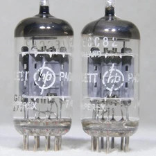 Matched Pair Amperex (HP Label) 12AU7A/ECC82 Short Plate O-Getter Holland Strong