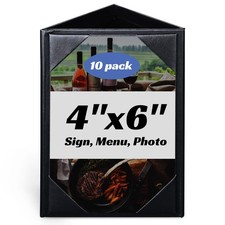 WeChef 10PCS 4"x6" 3 Sides Table Tent Holder Black Menu Holder Cafe Restaurant