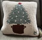 Chandler 4 Corners Christmas Tree Hand Hooked NWT Wool Laura Megroz Pillow