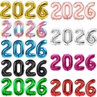 2026  New Year Foil Balloons 16" 2026 Numbers Gold Black Happy New Year Balloon
