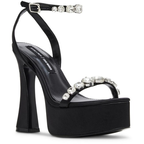 Jessica Rich Womens Zoey Black Satin Platform Sandals 9 Medium (B,M) BHFO 2535 - 第 1/1 張圖片