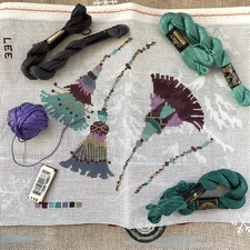 Lee's Needle Art Needlepoint Canvas Broomstick Needle Some Threads Extra Skeins