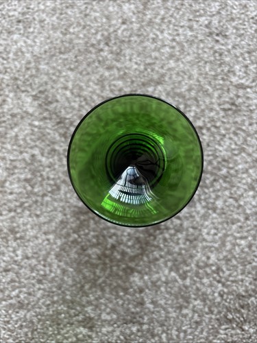 6 X French Wine Glasses Green & Clear Glass With Grape Pattern 0.2 Litre Ornate - Picture 8 of 24