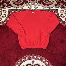 Vintage 90s Fruit of The Loom Blank Red Essential Sweatshirt Size L Made in USA