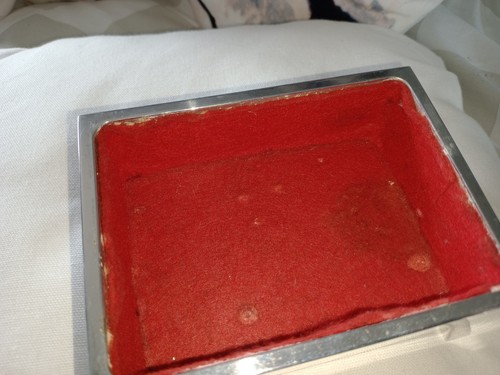 Caja baratija baquelita cromada Art Deco detalle pies artículo genuino vintage - Imagen 7 de 8