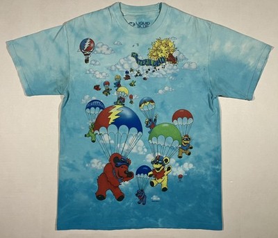 Vintage Grateful Dead Shirt Mens Medium Blue Liquid Blue Parachute Bears 2000s