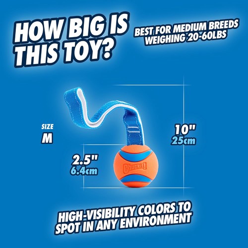 Ultra Tug Dog Toy Medium Fetch Ball for Dogs 20-60 Pounds Durable Play - Picture 4 of 11