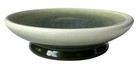 Mid Century Soap Dish Plate Green Pottery Vintage Ceramic Pedestal Gradient
